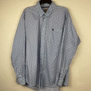 Men’s Cinch Light Blue Purple Long Sleeve Button Down Shirt Size XL